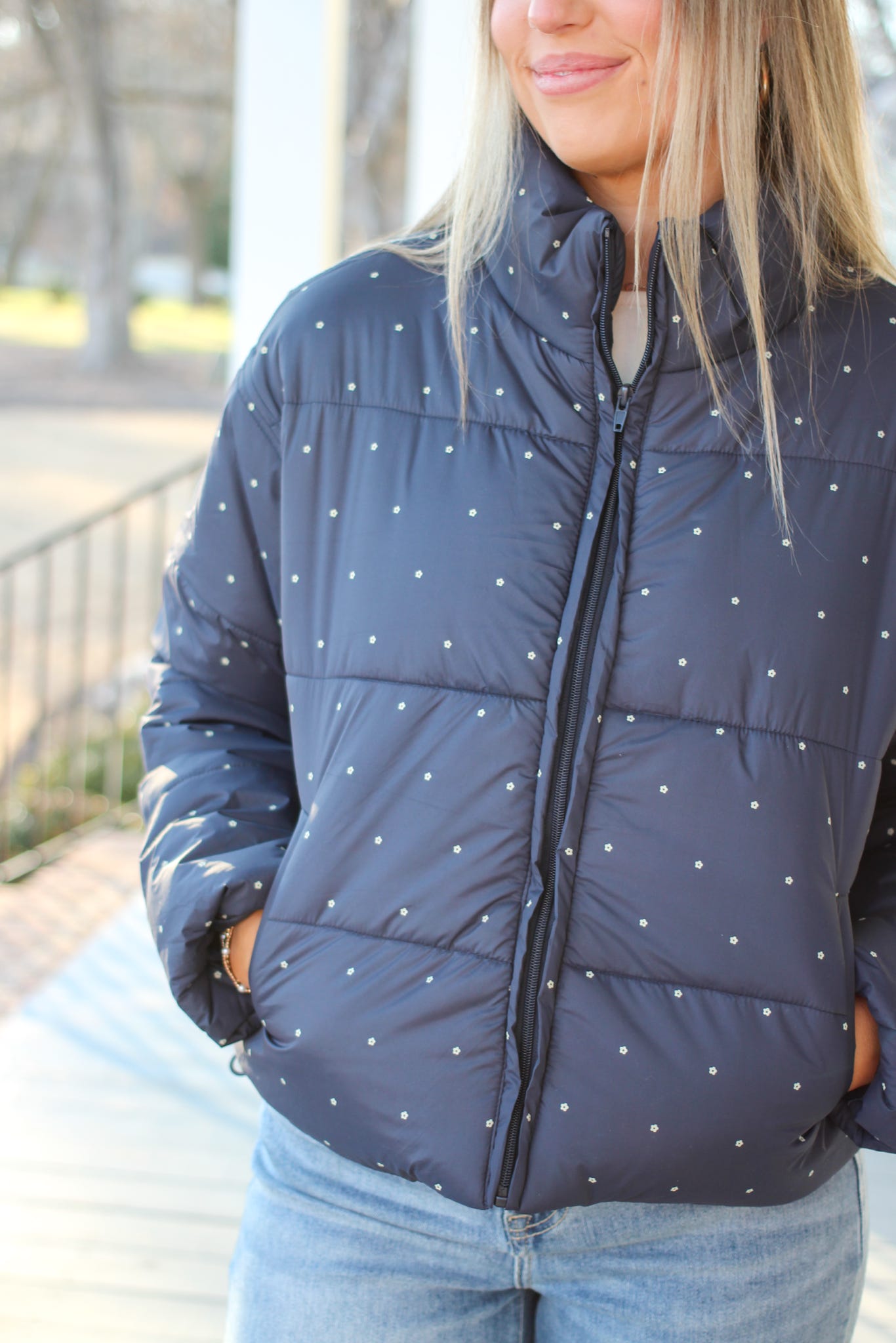 Polka Floral Puffer