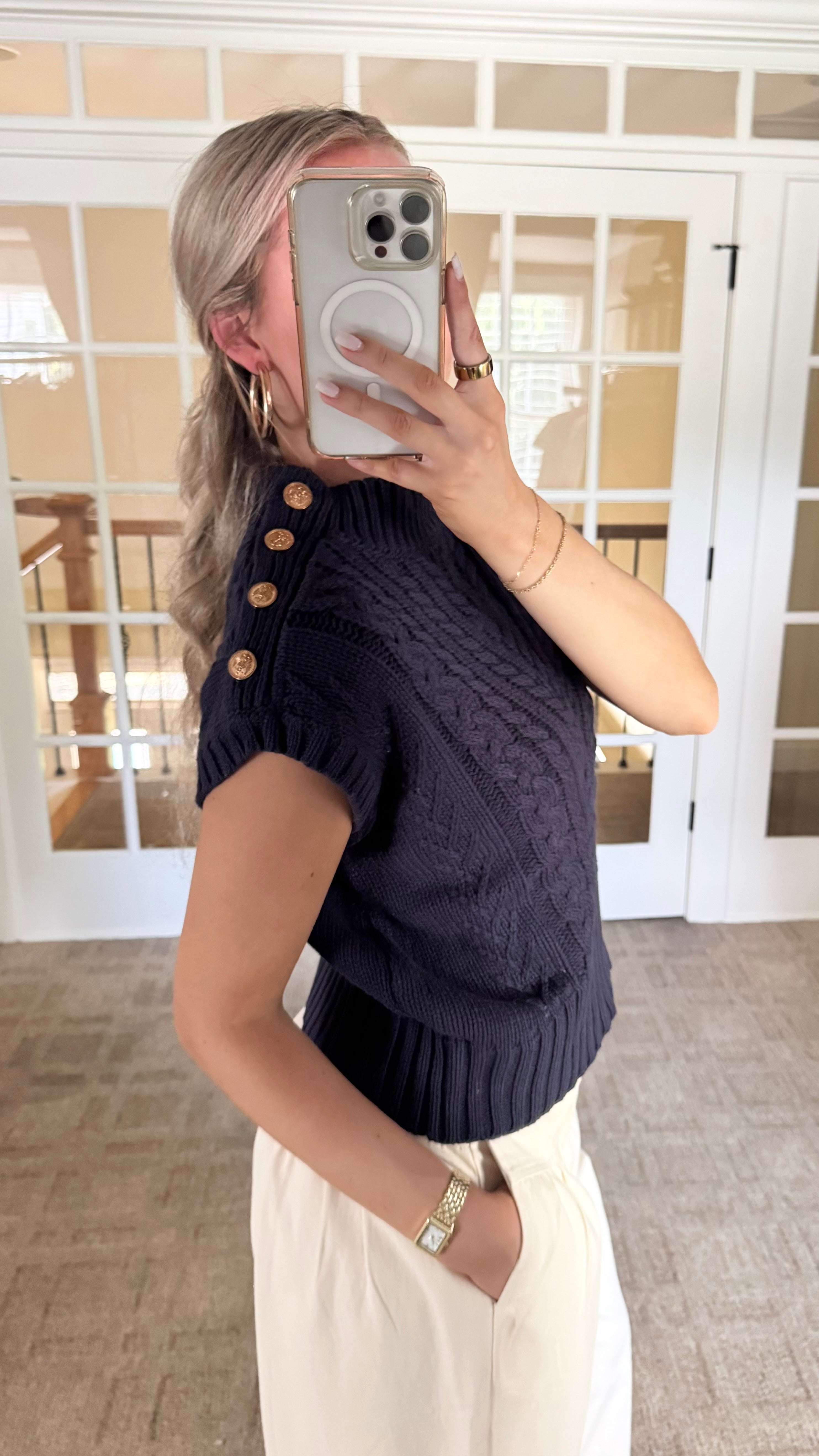 Navy Charm Knit Vest