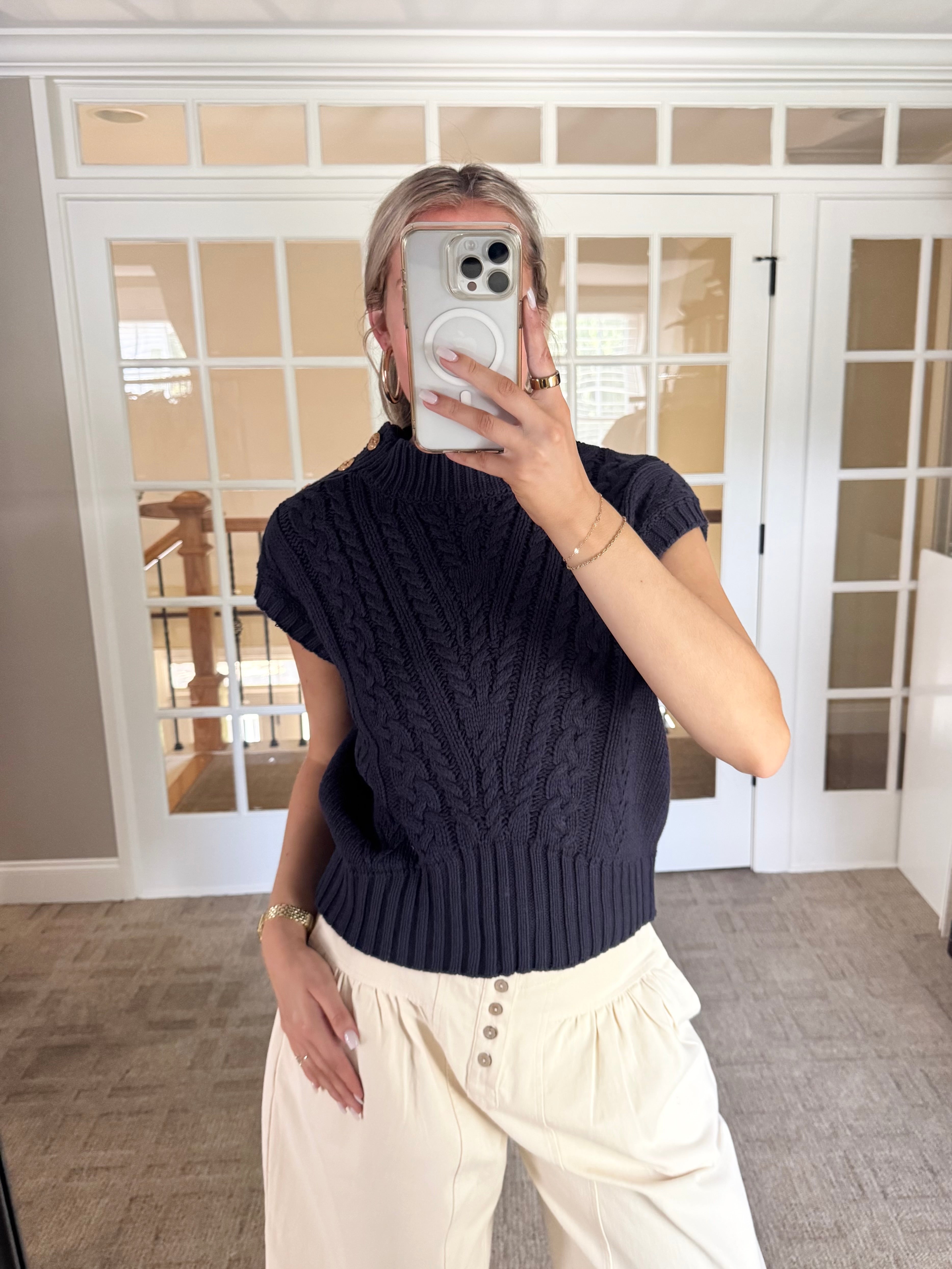 Navy Charm Knit Vest