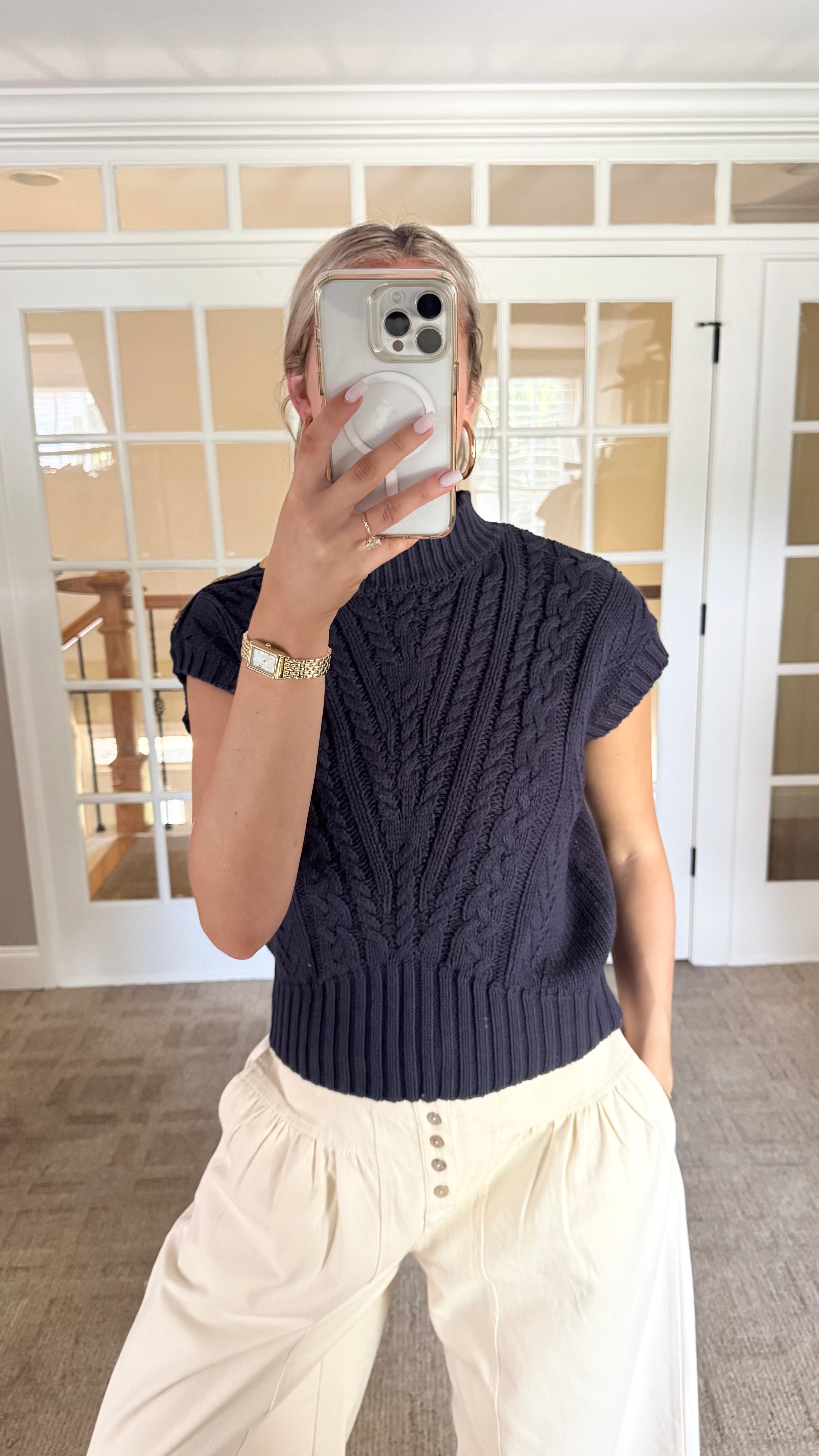 Navy Charm Knit Vest